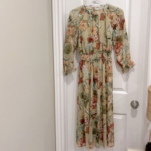 Tropical print midi dress